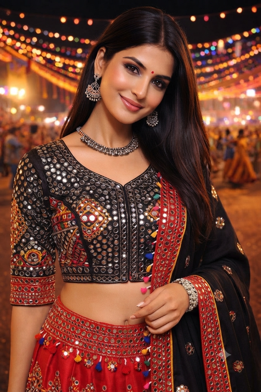 Featured traditional Gujarati Chaniya Choli from Rent The Look's Rajwadi Royal Collection